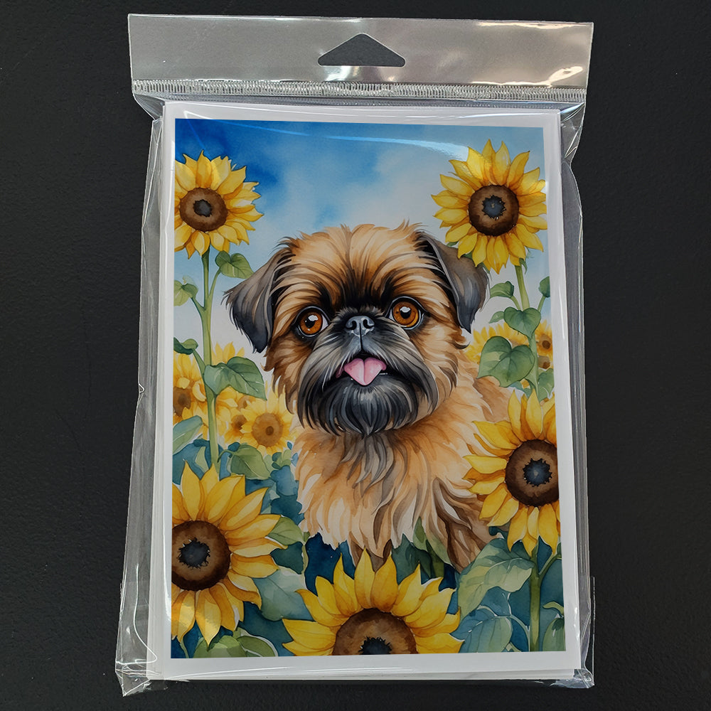 Glamorous Pups : Brussels Griffon in Sunflowers Greeting Cards Pack of 8