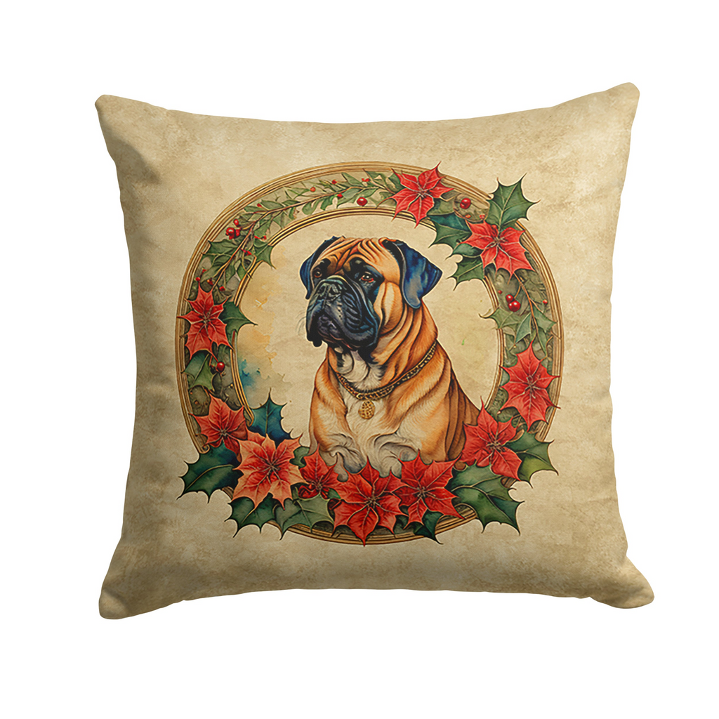 Glamorous Pups : Bullmastiff Christmas Flowers Throw Pillow