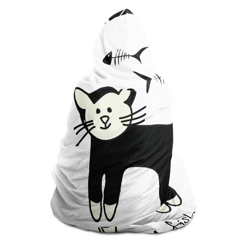 Glamorous Pups : Cat Pattern Hooded Blanket