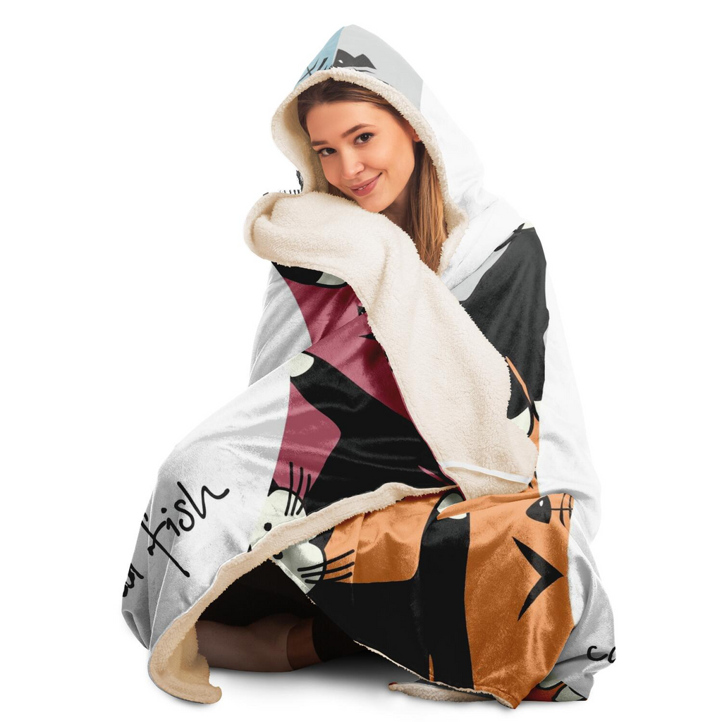 Glamorous Pups : Cat Pattern Hooded Blanket