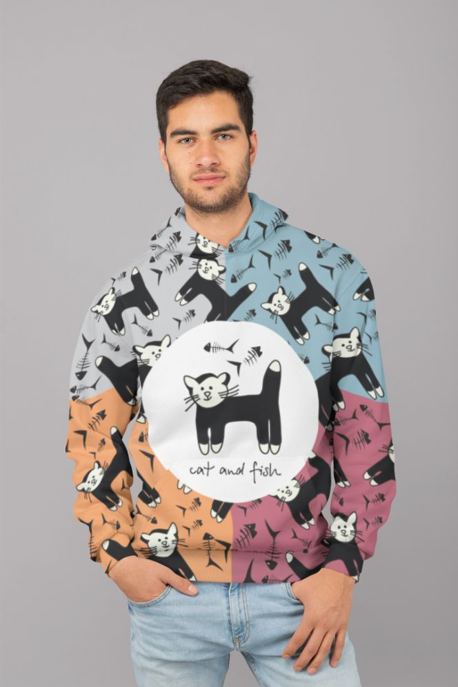 Glamorous Pups : Cat pattern UNISEX Sublimation Hoodie