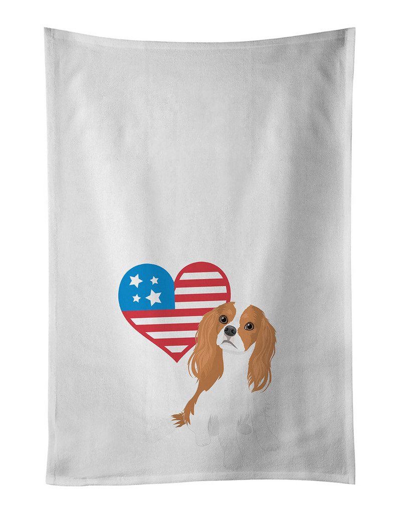 Glamorous Pups : Cavalier King Charles Spaniel Blenheim #1 Patriotic Kitchen Towel Set of 2