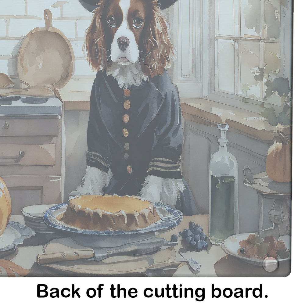 Glamorous Pups : Cavalier Spaniel Fall Kitchen Pumpkins Glass Cutting Board