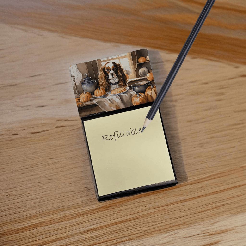 Glamorous Pups : Cavalier Spaniel Fall Kitchen Pumpkins Sticky Note Holder