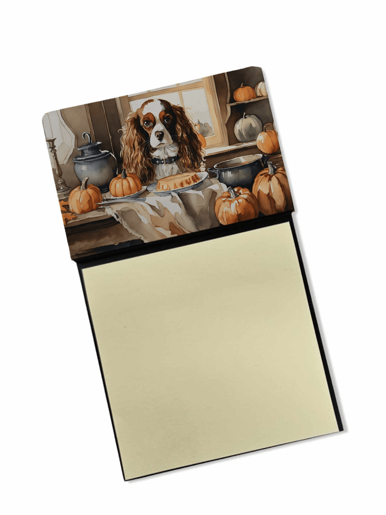 Glamorous Pups : Cavalier Spaniel Fall Kitchen Pumpkins Sticky Note Holder