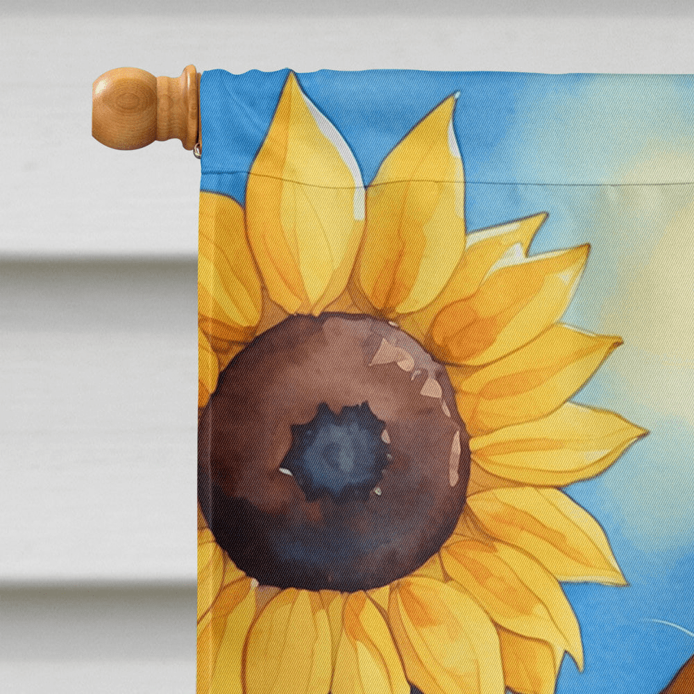 Glamorous Pups : Cavalier Spaniel in Sunflowers House Flag