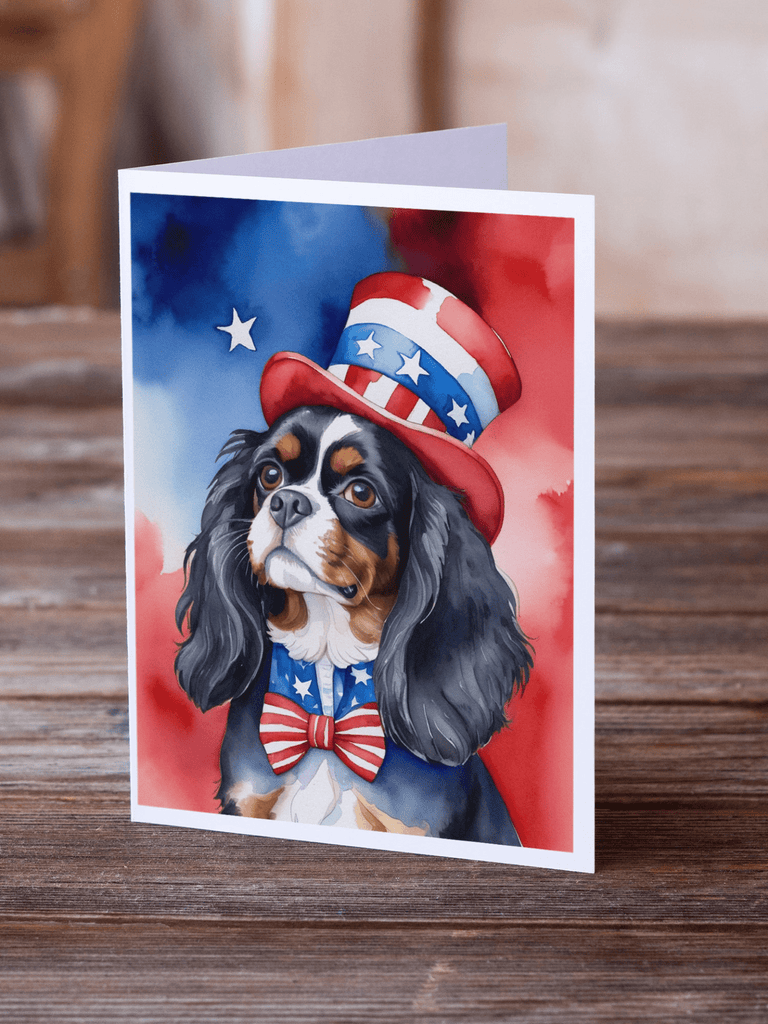Glamorous Pups : Cavalier Spaniel Patriotic American Greeting Cards Pack of 8