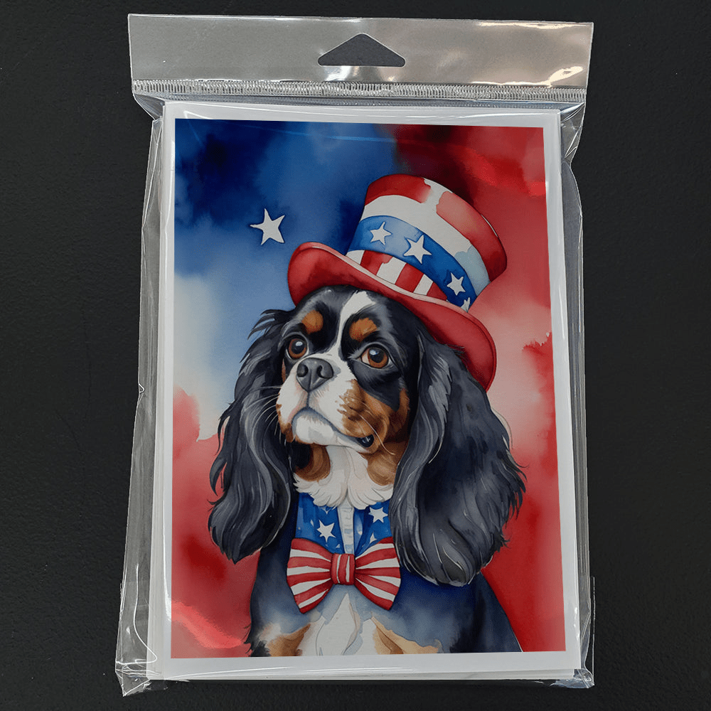 Glamorous Pups : Cavalier Spaniel Patriotic American Greeting Cards Pack of 8