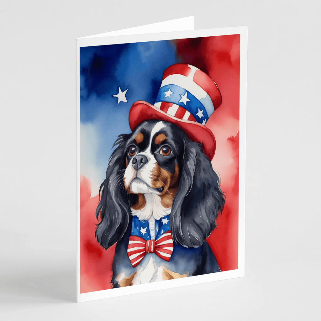 Glamorous Pups : Cavalier Spaniel Patriotic American Greeting Cards Pack of 8