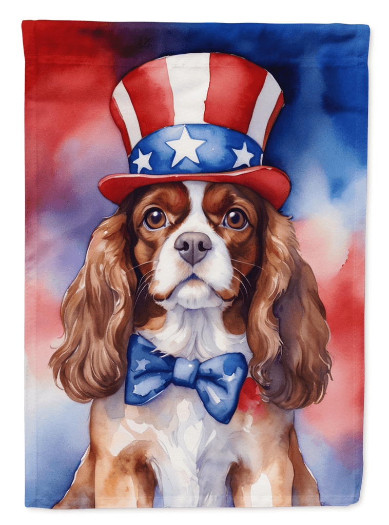 Glamorous Pups : Cavalier Spaniel Patriotic American House Flag