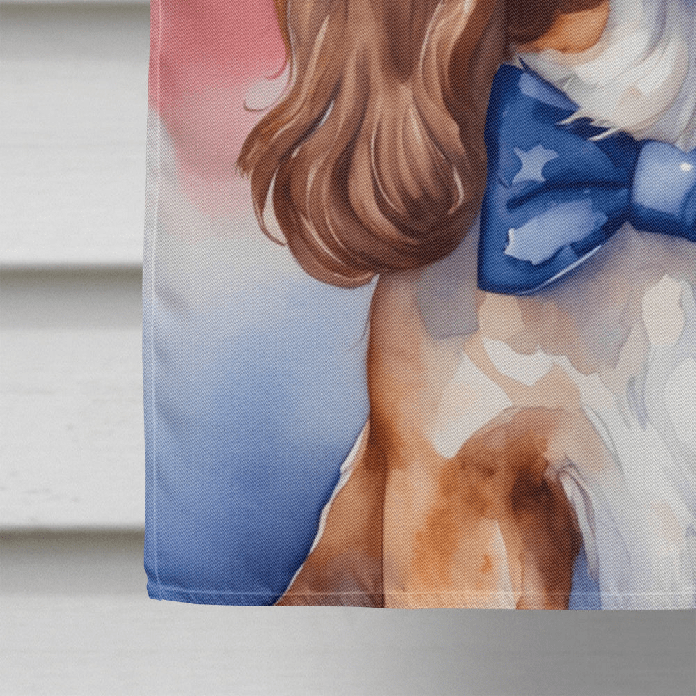 Glamorous Pups : Cavalier Spaniel Patriotic American House Flag