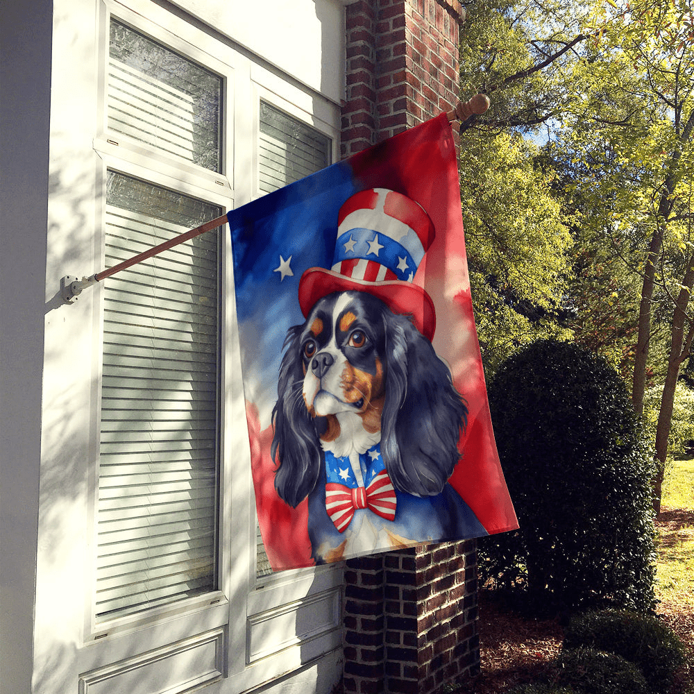 Glamorous Pups : Cavalier Spaniel Patriotic American House Flag