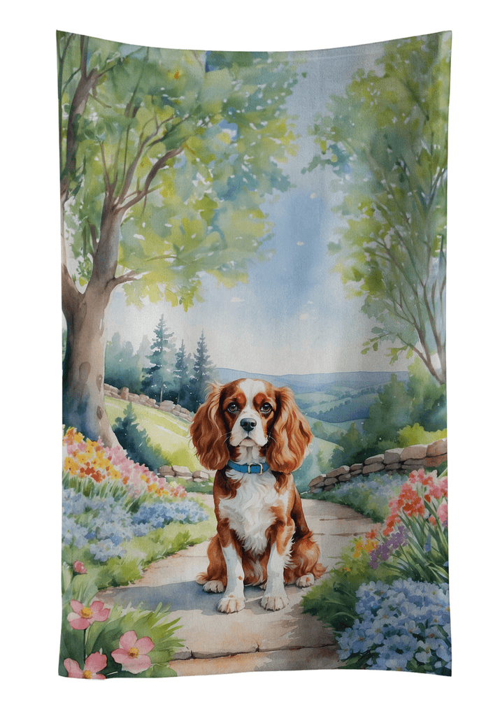 Glamorous Pups : Cavalier Spaniel Spring Path Kitchen Towel