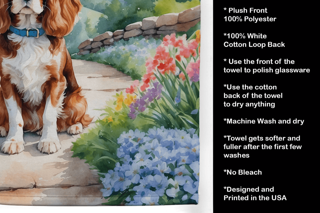 Glamorous Pups : Cavalier Spaniel Spring Path Kitchen Towel