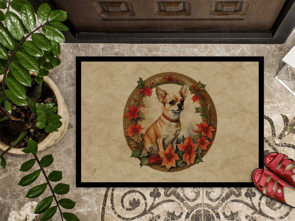 Glamorous Pups : Chihuahua Christmas Flowers Doormat