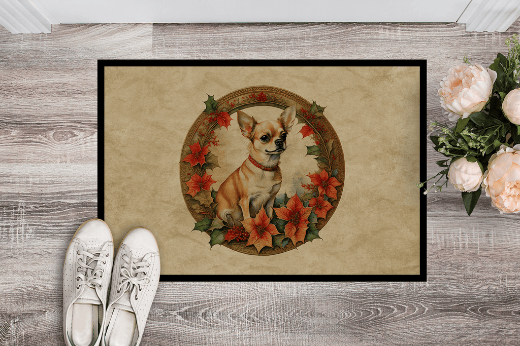 Glamorous Pups : Chihuahua Christmas Flowers Doormat
