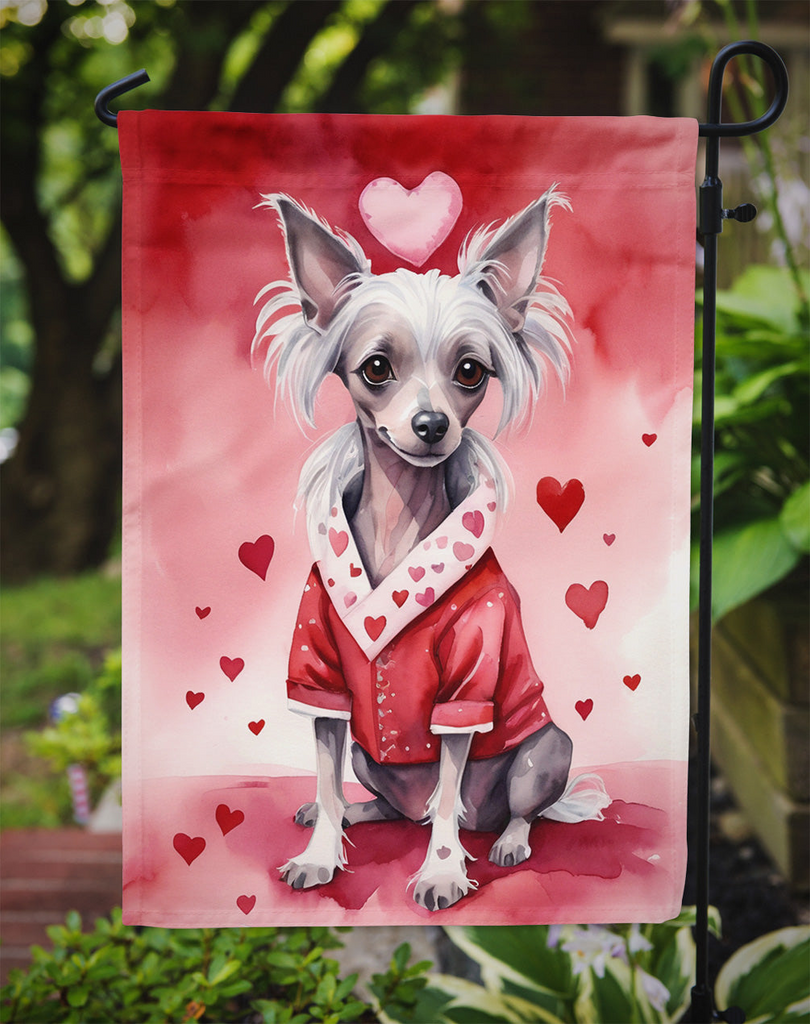 Glamorous Pups : Chinese Crested My Valentine Garden Flag
