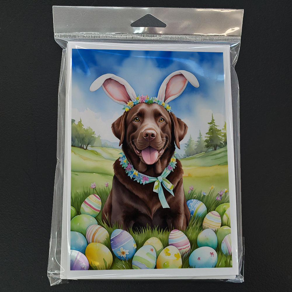 Glamorous Pups : Chocolate Labrador Retriever Easter Egg Hunt Greeting Cards Pack of 8