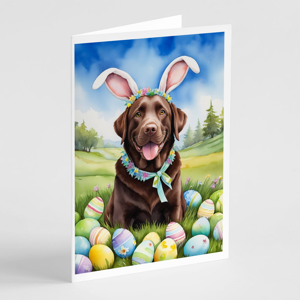 Glamorous Pups : Chocolate Labrador Retriever Easter Egg Hunt Greeting Cards Pack of 8