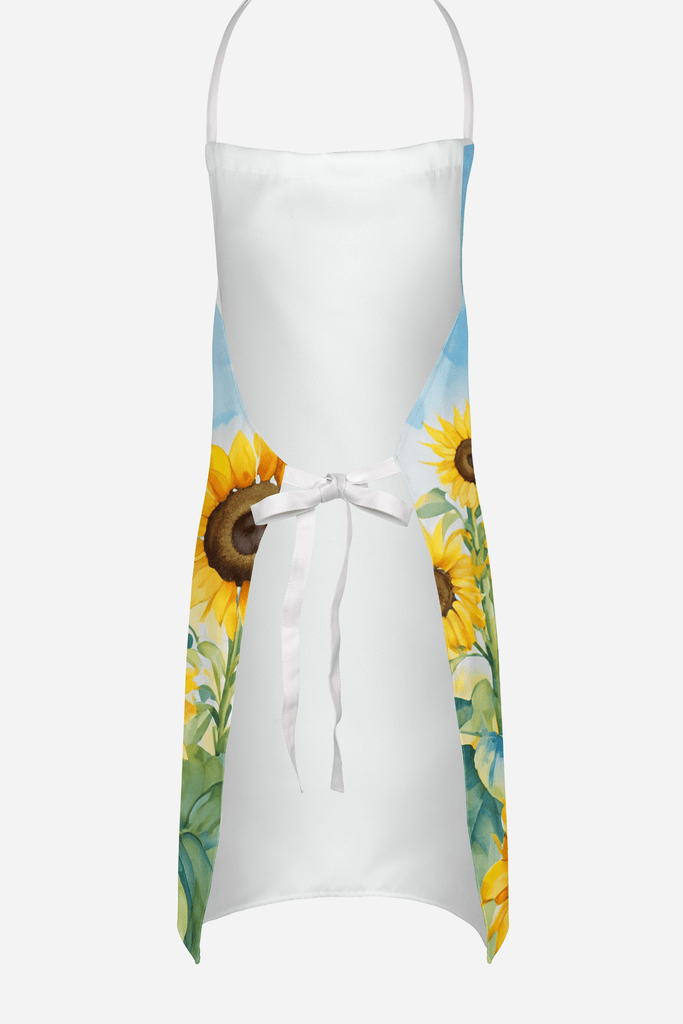 Glamorous Pups : Chocolate Poodle in Sunflowers Apron