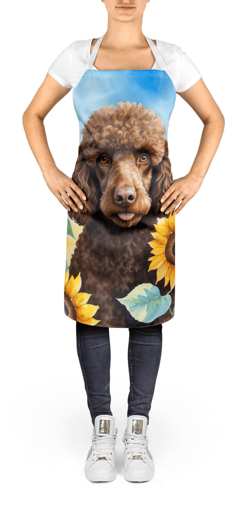 Glamorous Pups : Chocolate Poodle in Sunflowers Apron