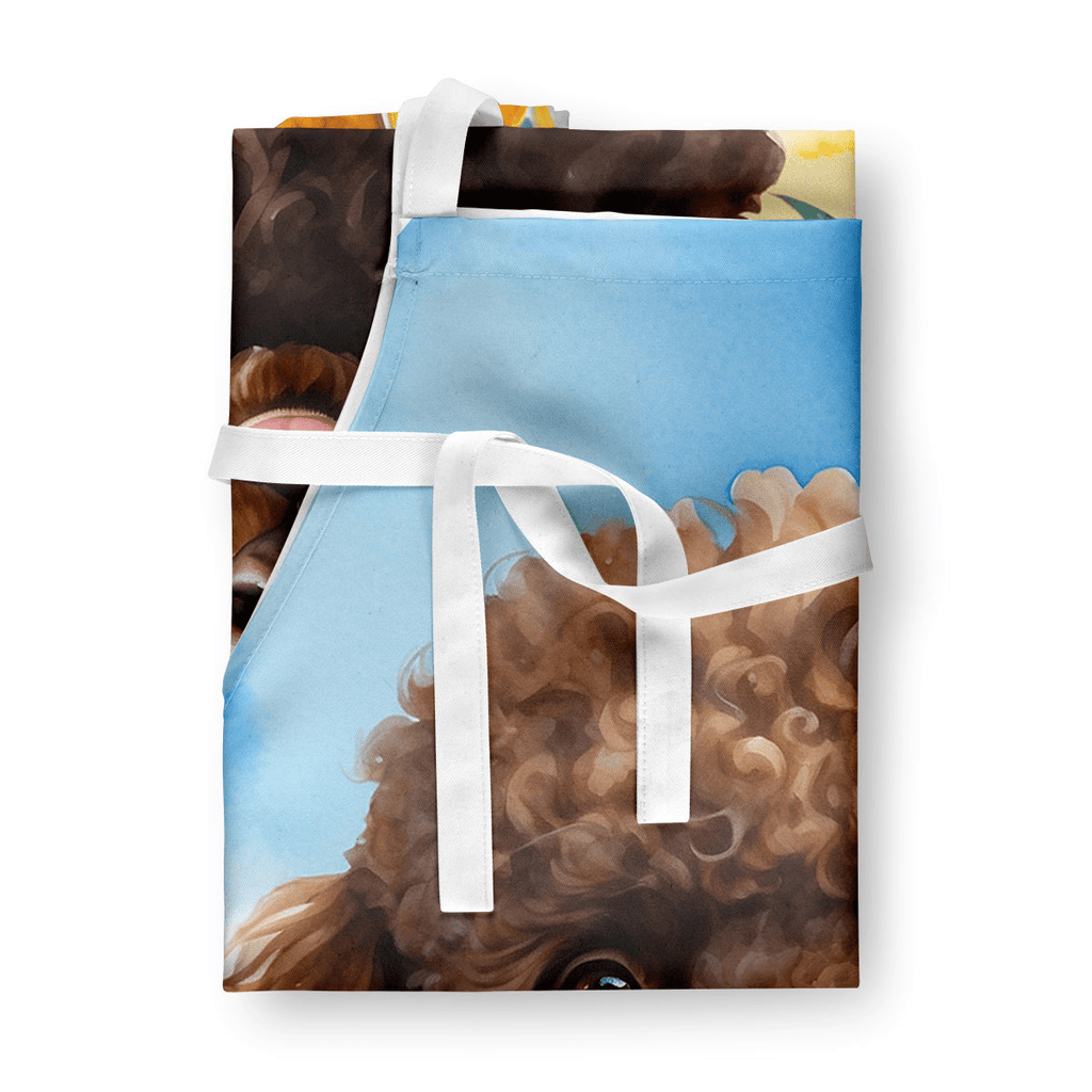 Glamorous Pups : Chocolate Poodle in Sunflowers Apron