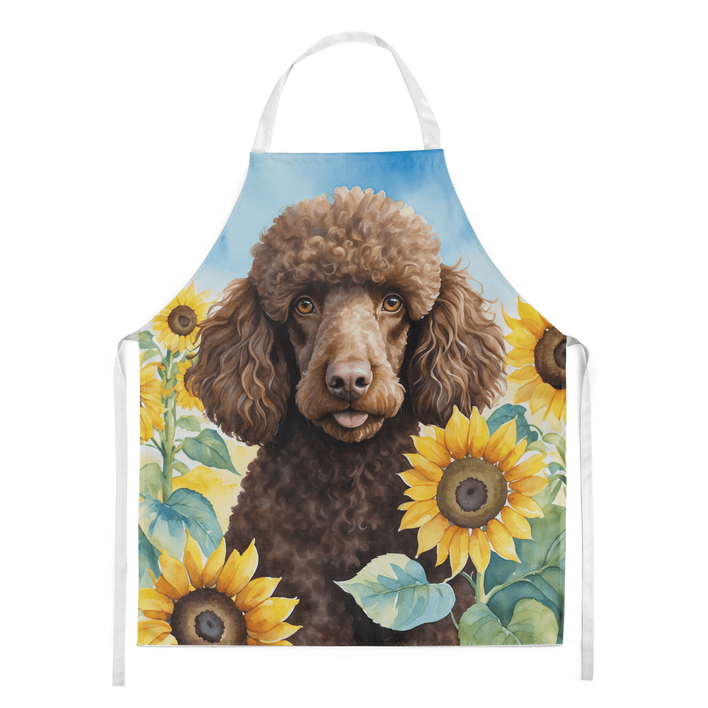 Glamorous Pups : Chocolate Poodle in Sunflowers Apron