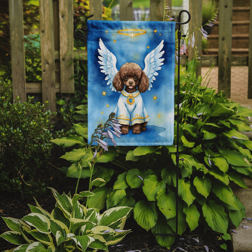 Glamorous Pups : Chocolate Poodle My Angel Garden Flag