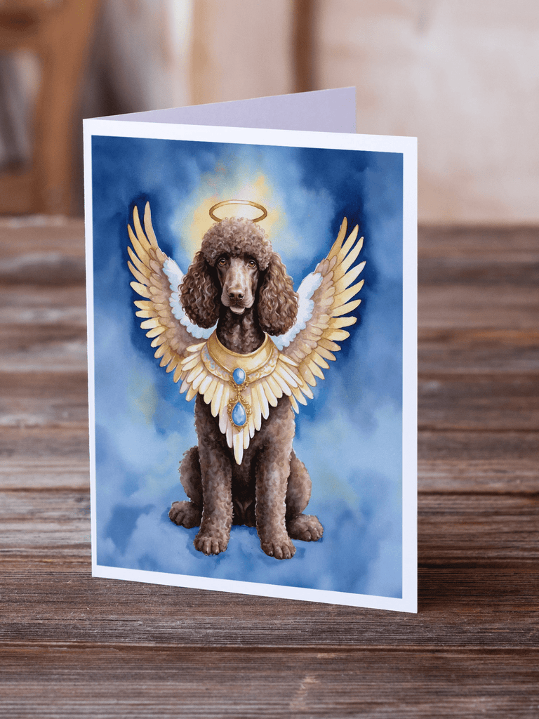 Glamorous Pups : Chocolate Poodle My Angel Greeting Cards Pack of 8