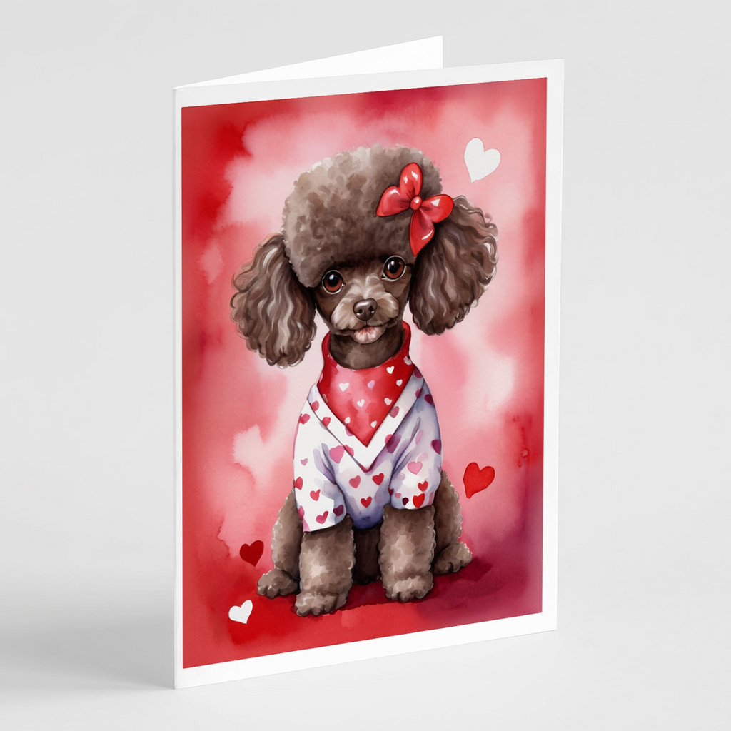 Glamorous Pups : Chocolate Poodle My Valentine Greeting Cards Pack of 8