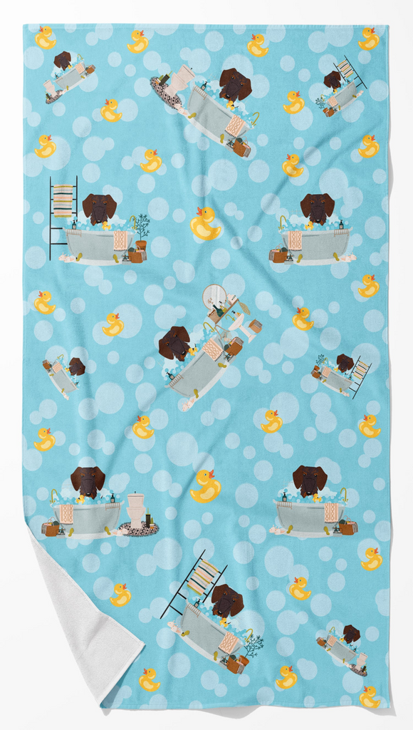 Glamorous Pups : Chocolate Wire Haired Dachshund in Bathtub Bath Towel Large