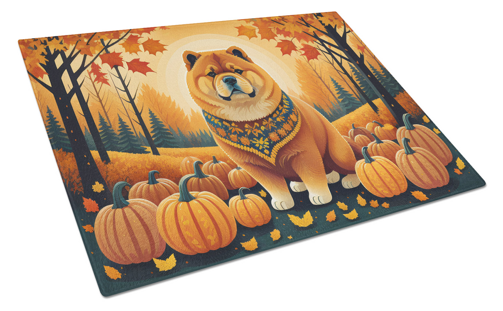 Glamorous Pups : Chow Chow Fall Glass Cutting Board