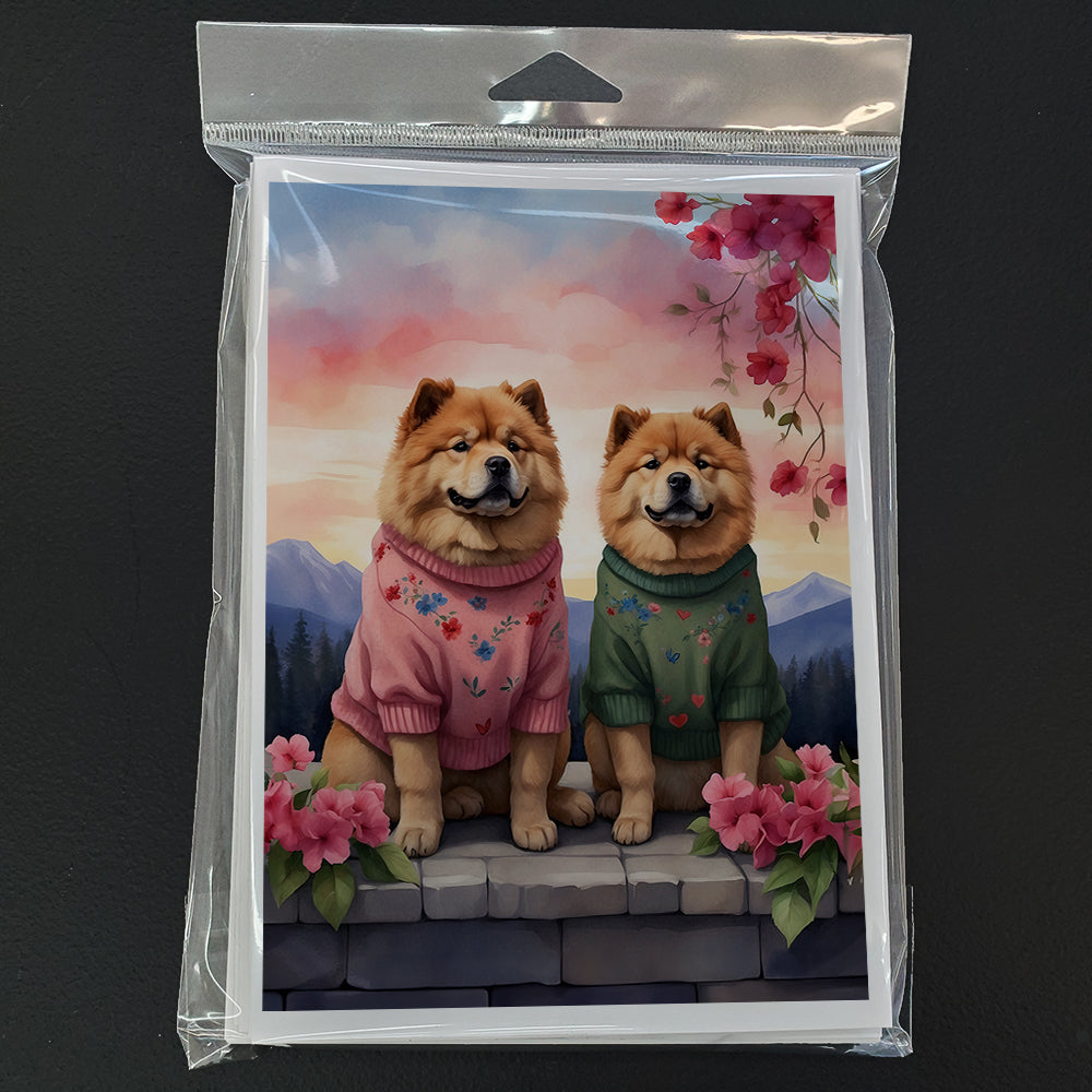 Glamorous Pups : Chow Chow Two Hearts Greeting Cards Pack of 8