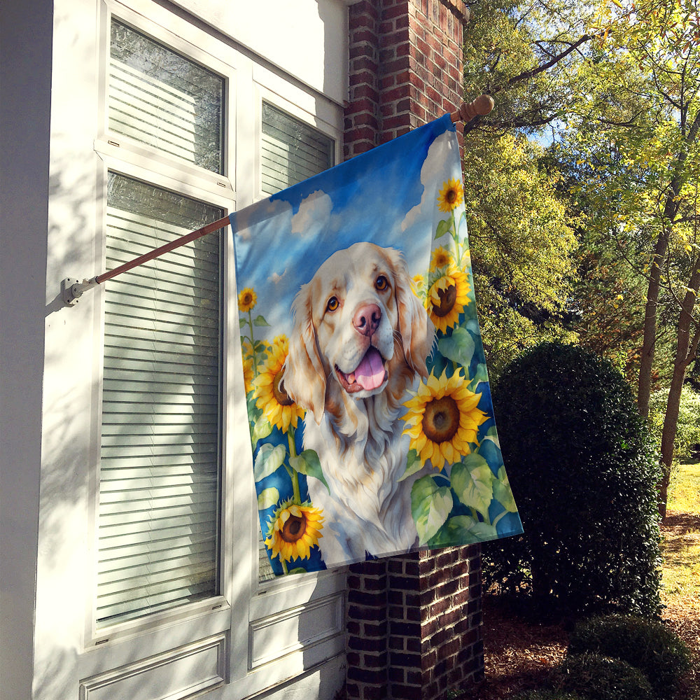 Glamorous Pups : Clumber Spaniel in Sunflowers House Flag