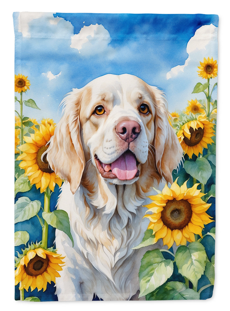 Glamorous Pups : Clumber Spaniel in Sunflowers House Flag