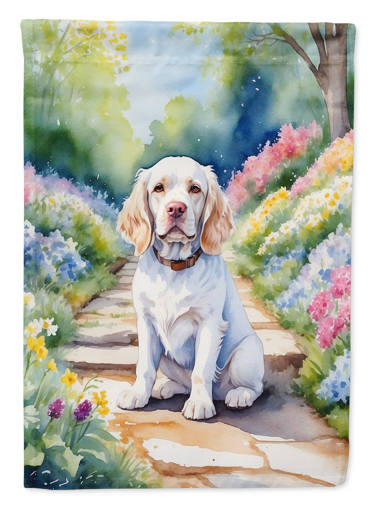 Glamorous Pups : Clumber Spaniel Spring Path Garden Flag