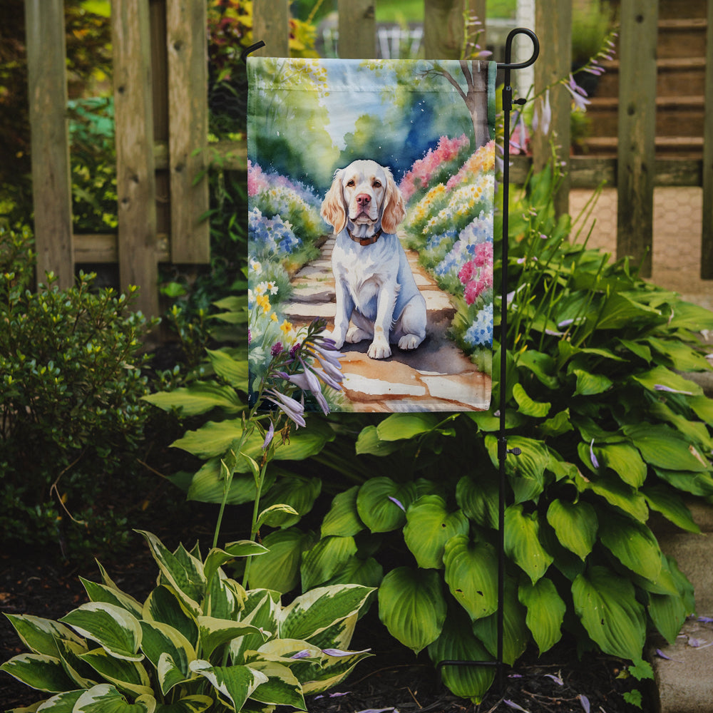 Glamorous Pups : Clumber Spaniel Spring Path Garden Flag