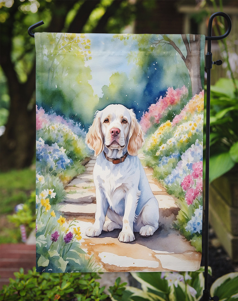Glamorous Pups : Clumber Spaniel Spring Path Garden Flag