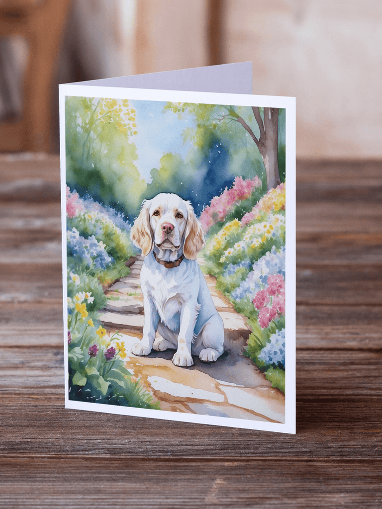 Glamorous Pups : Clumber Spaniel Spring Path Greeting Cards Pack of 8