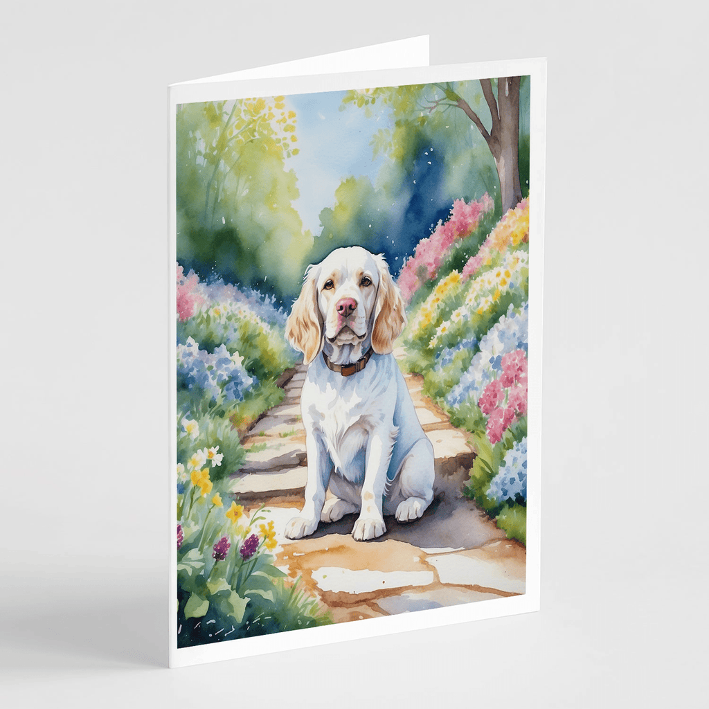 Glamorous Pups : Clumber Spaniel Spring Path Greeting Cards Pack of 8