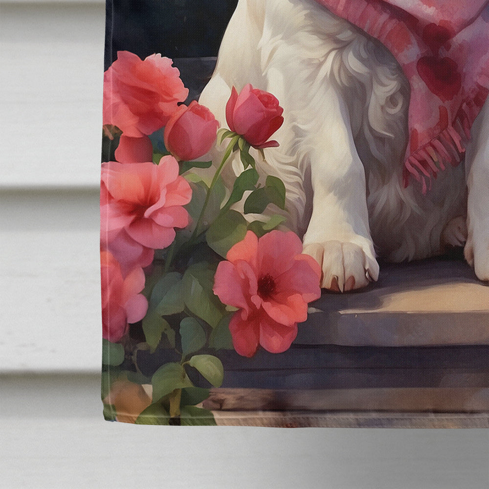 Glamorous Pups : Clumber Spaniel Two Hearts House Flag