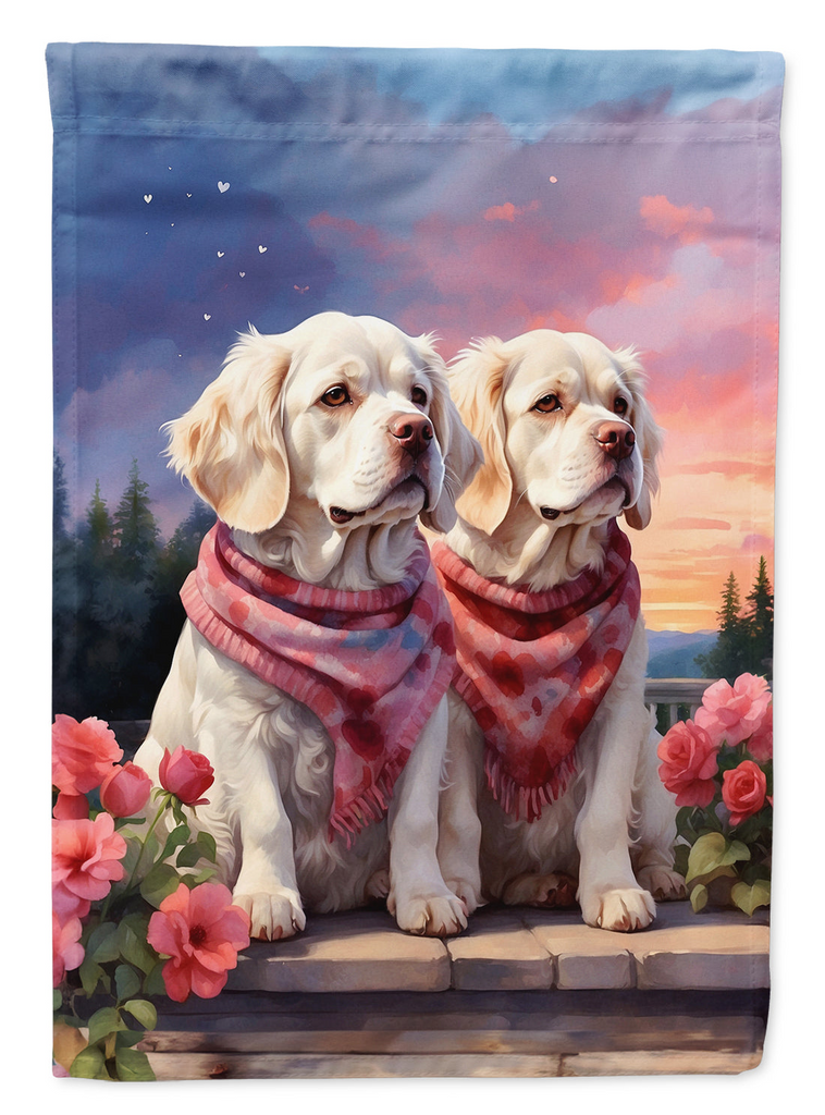 Glamorous Pups : Clumber Spaniel Two Hearts House Flag