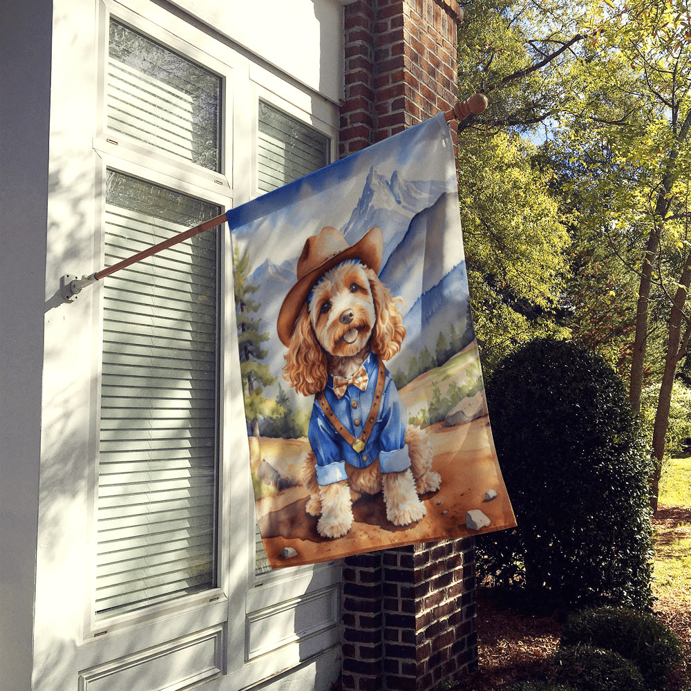 Glamorous Pups : Cockapoo Cowboy Welcome House Flag