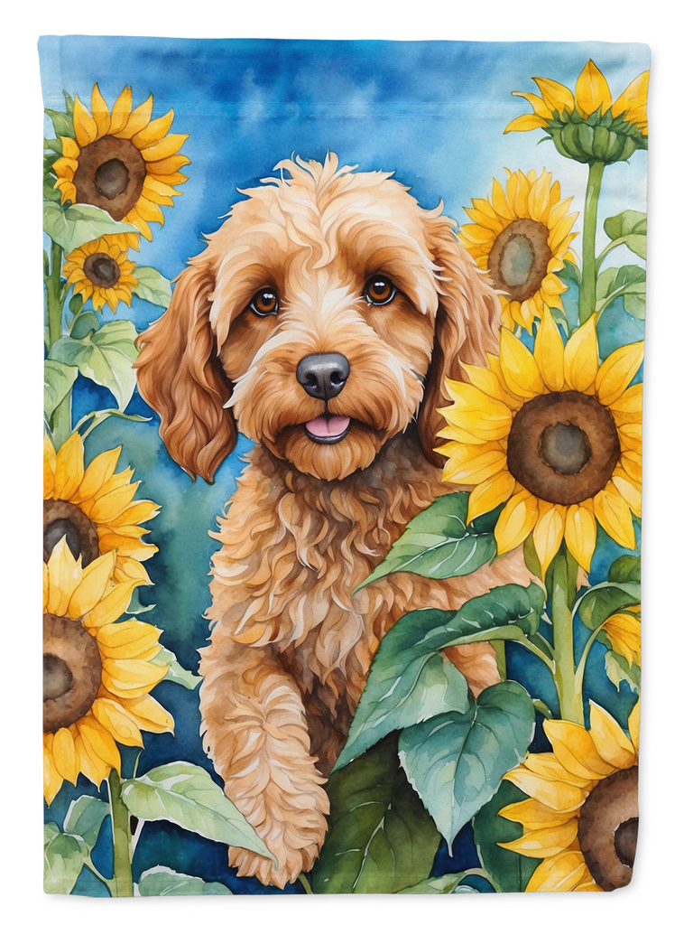 Glamorous Pups : Cockapoo in Sunflowers House Flag