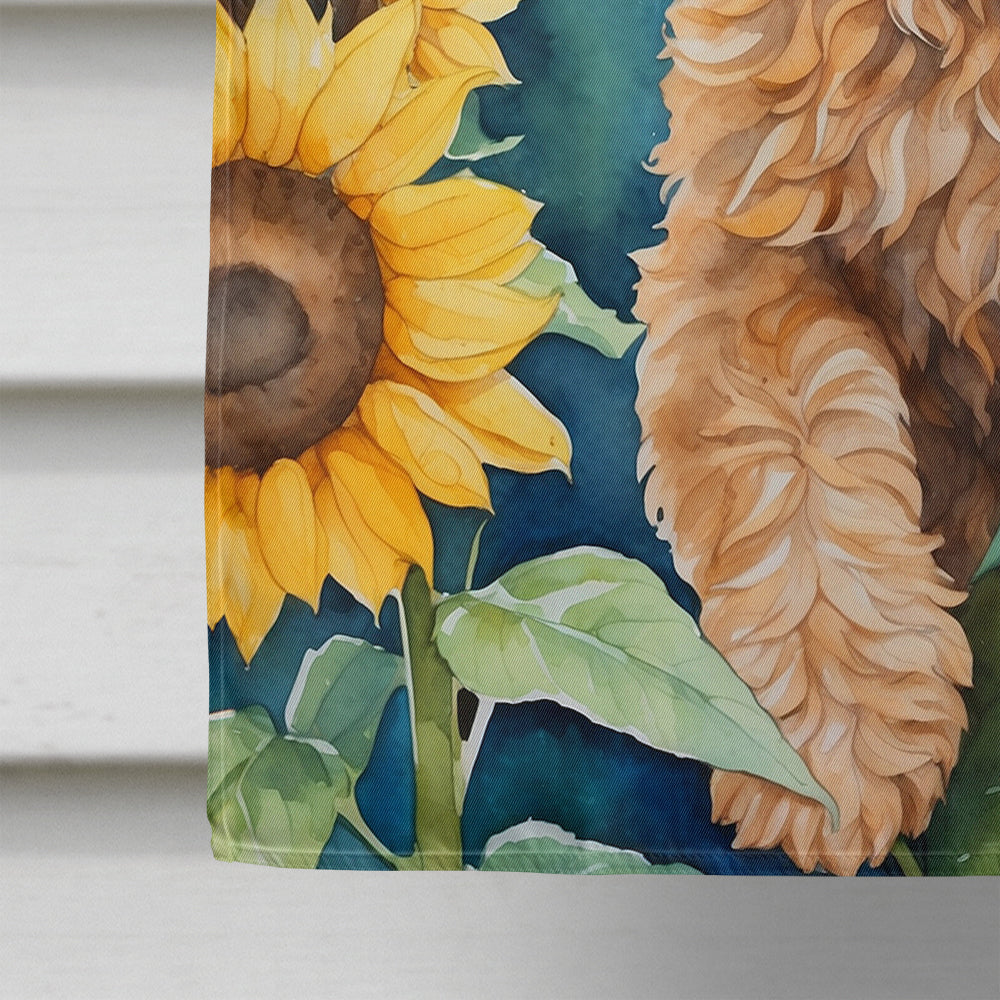 Glamorous Pups : Cockapoo in Sunflowers House Flag