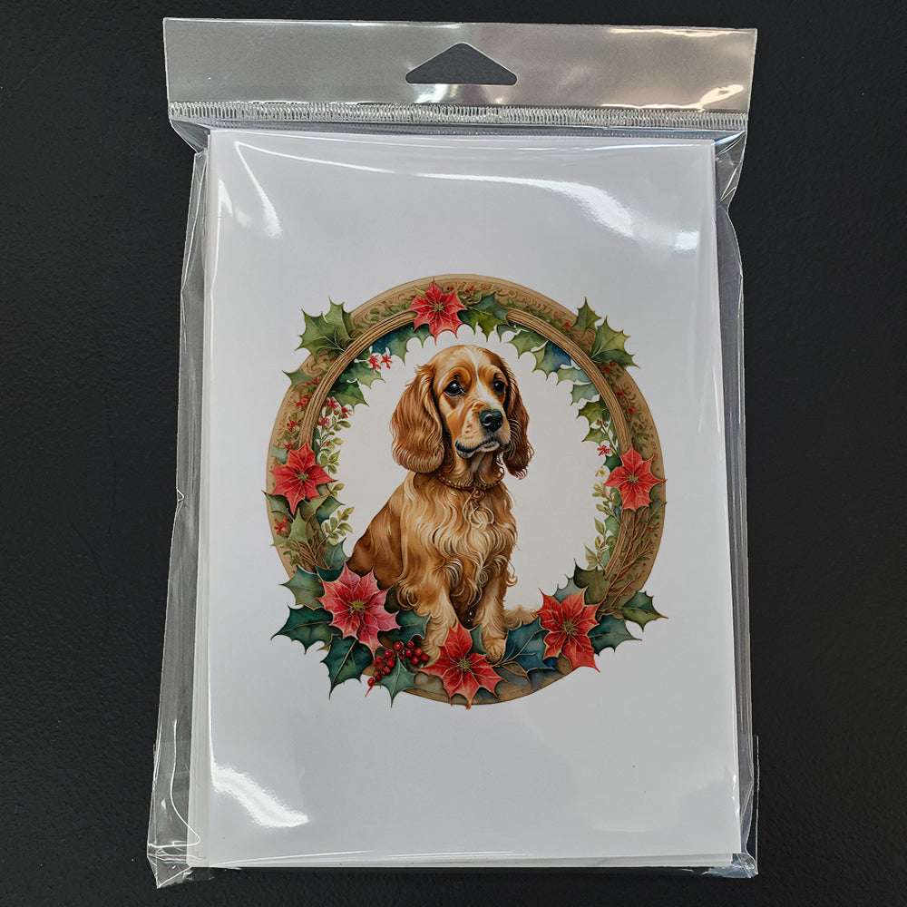 Glamorous Pups : Cocker Spaniel Christmas Flowers Greeting Cards Pack of 8
