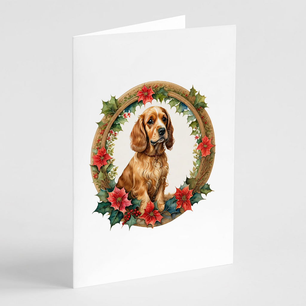 Glamorous Pups : Cocker Spaniel Christmas Flowers Greeting Cards Pack of 8