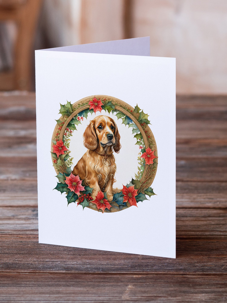 Glamorous Pups : Cocker Spaniel Christmas Flowers Greeting Cards Pack of 8