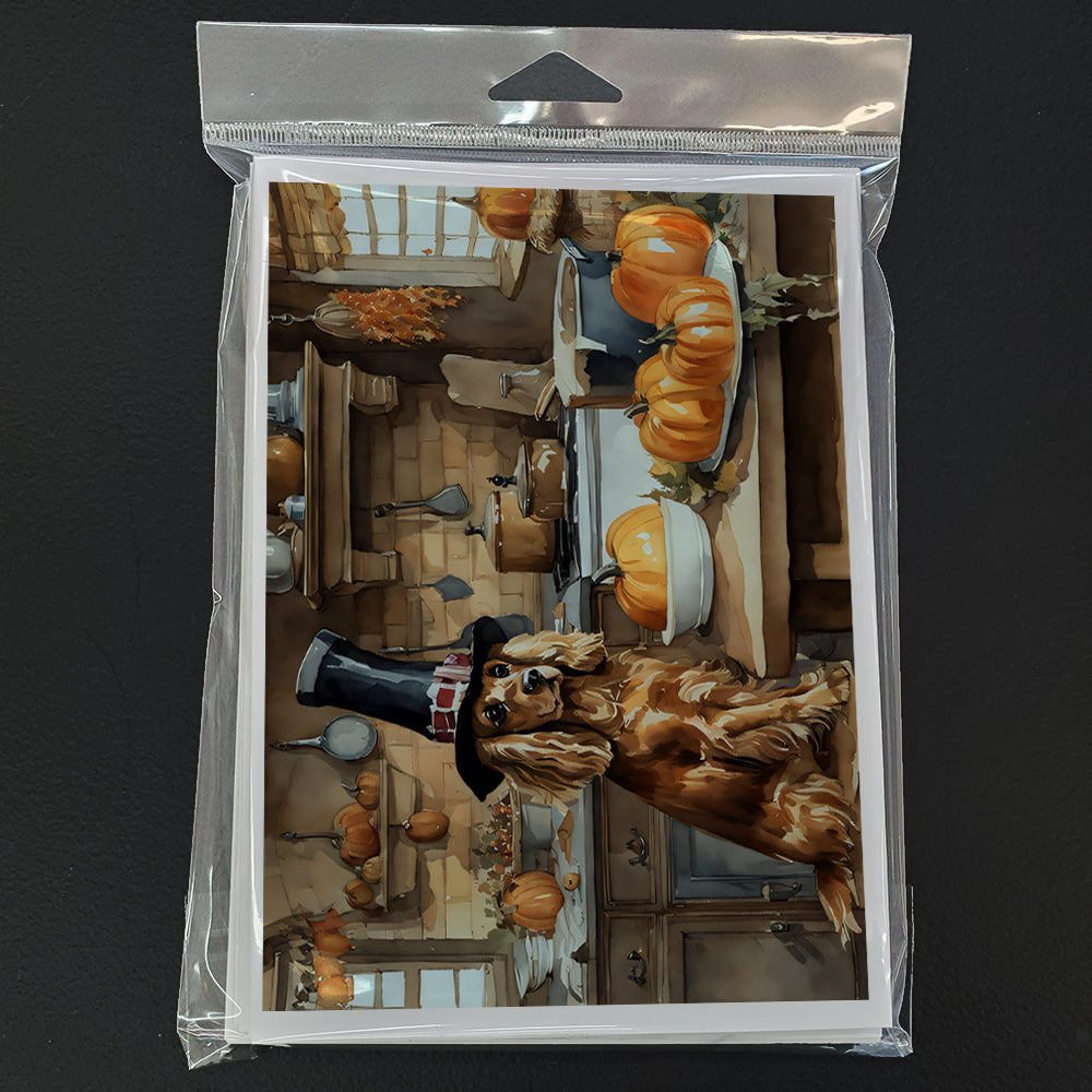 Glamorous Pups : Cocker Spaniel Fall Kitchen Pumpkins Greeting Cards Pack of 8