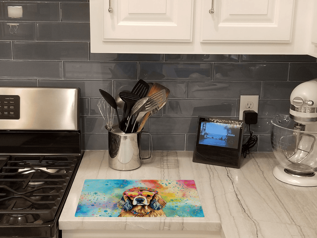 Glamorous Pups : Cocker Spaniel Hippie Dawg Glass Cutting Board